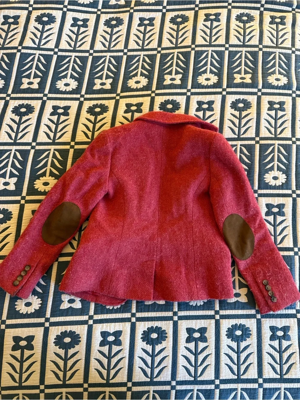 Unisex' Red Polo RLWool-Blend Blazer Jacket with Elbow Patches